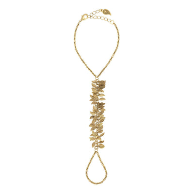 Feather Fringe Hand Chain in 14k gold finish | Modern boho jewelry | Criscara