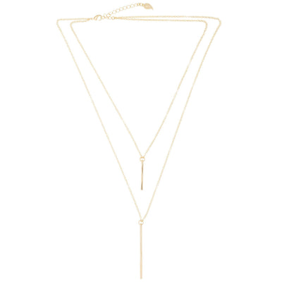 Double Strand Stick Necklace in 14k gold finish | Modern boho jewelry | Criscara