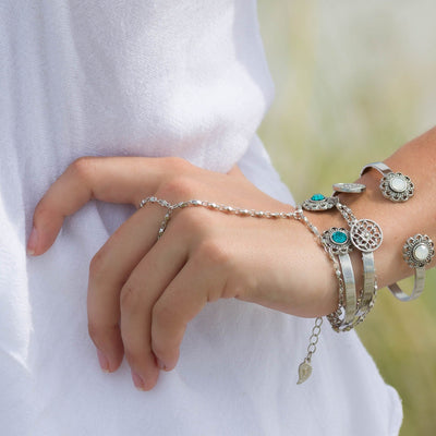 Multi-Strand Hand Chain in silver finish | Modern boho jewelry | Criscara