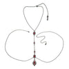 Victorian Body Necklace in gunmetal finish with Scarlet Red Swarovski crystal | Modern boho jewelry | Criscara