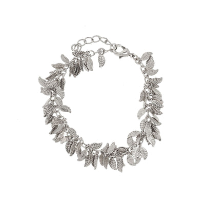 Feather Fringe Bracelet in silver finish | Modern boho jewelry | Criscara