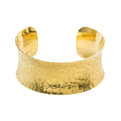 Wide Hammered Cuff Bracelet in 14k gold finish | Modern boho jewelry | Criscara