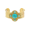 Gemstone Hammered Cuff in 14k gold finish with Turquoise gemstone | Modern boho jewelry | Criscara