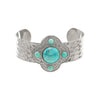 Gemstone Hammered Cuff in silver finish with Turquoise gemstone | Modern boho jewelry | Criscara