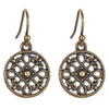 Filigree Coin Earrings in burnished brass finish | Modern boho jewelry | Criscara