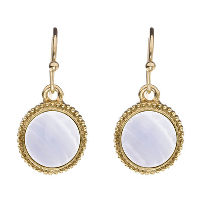 Boho Chic Gemstone Earrings in 14k gold finish with Blue Lace Agate gemstone | Modern boho jewelry | Criscara