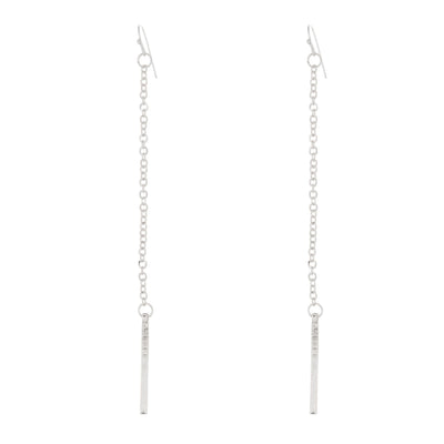 Long Stick Shoulder Duster Earrings in silver finish | Modern boho jewelry | Criscara