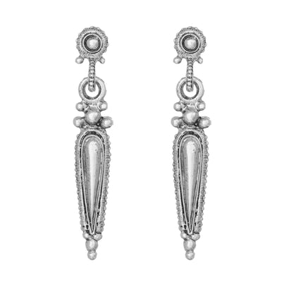 Bali Post Earrings in silver finish | Modern boho jewelry | Criscara