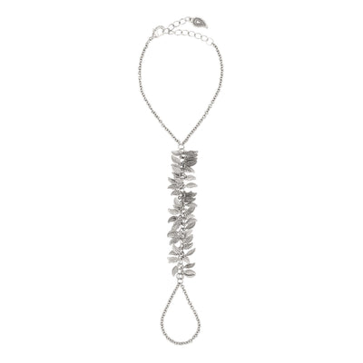 Feather Fringe Hand Chain in silver finish | Modern boho jewelry | Criscara