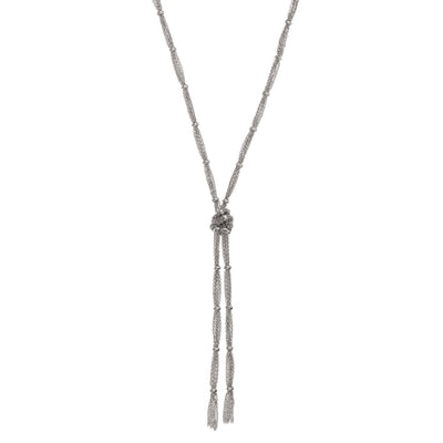Lariat Wrap Necklace in silver finish | Modern boho jewelry | Criscara