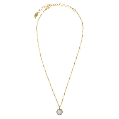Gemstone Short Pendant Necklace in 14k gold finish with Blue Lace Agate gemstone | Modern boho jewelry | Criscara