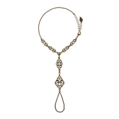 Art Deco Foot Jewelry in burnished brass finish with Opalite Swarovski crystal sold as left | Modern boho jewelry | Criscara