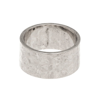 Wide Hammered Band Ring in silver finish size 4 | Modern boho jewelry | Criscara