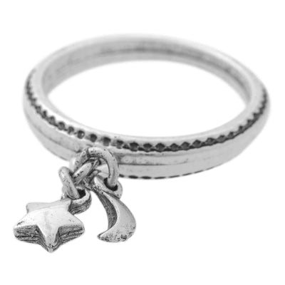 STAR AND MOON Charm Ring Size 7.5